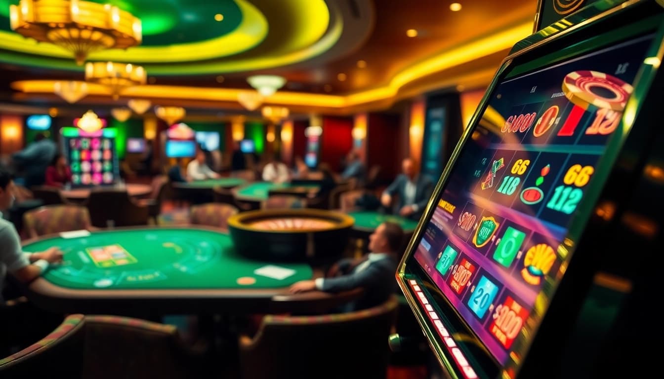Players enjoying an exciting f168-themed casino experience at dynamic gaming tables.