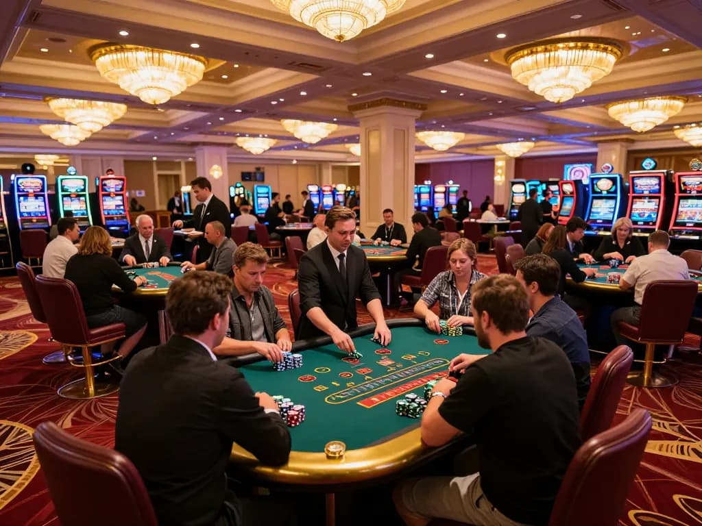 gameradar players placing bets at blackjack tables in an upscale casino atmosphere
