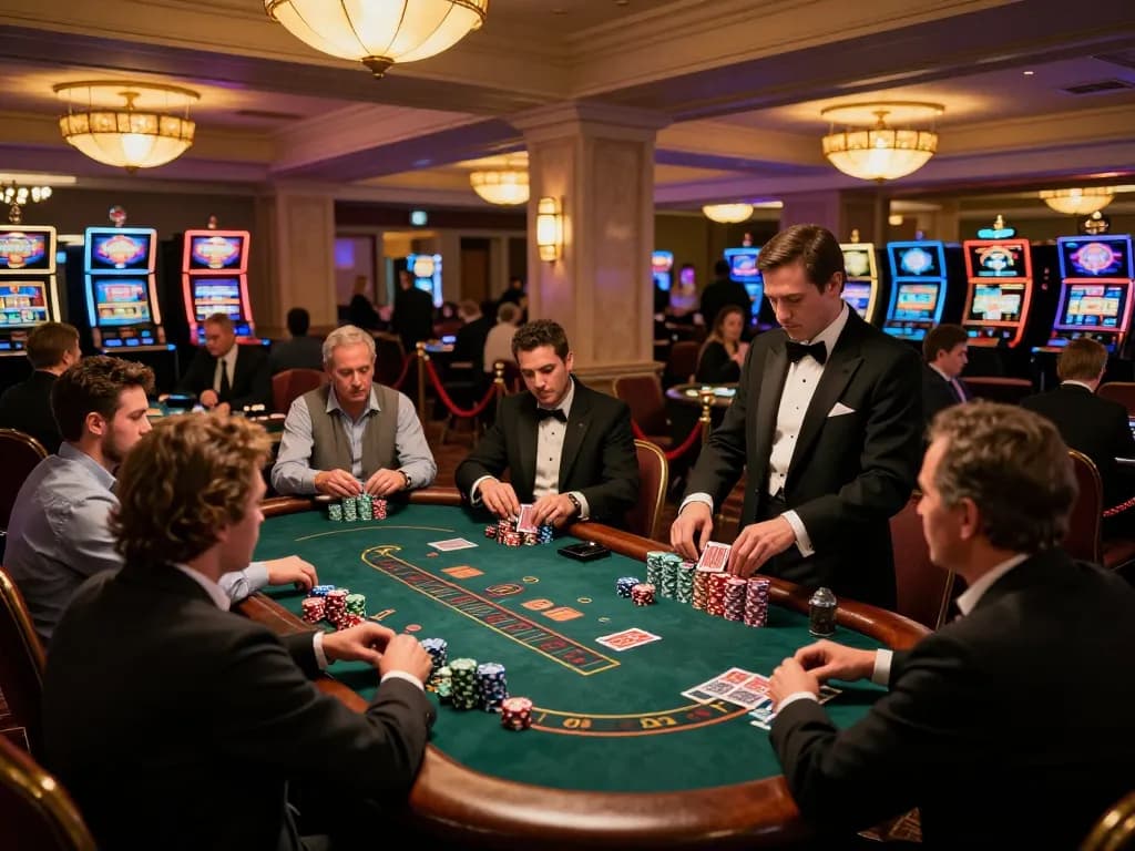 Players at the blackjack table enjoying a thrilling moment at the casino, featuring strategic gameplay involving tr88 chips.