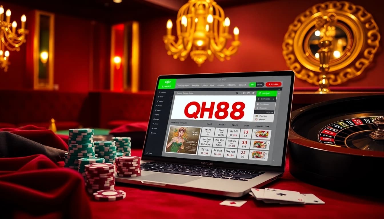 Experience thrilling gameplay at qh88 with vibrant casino elements and engaging betting scenes.