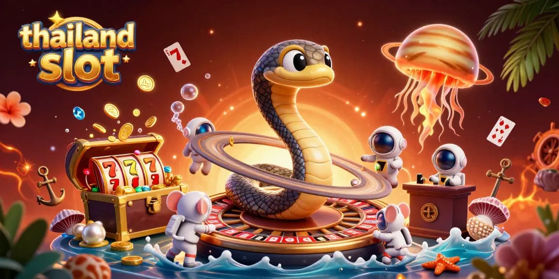 Spin for big wins with the dynamic scene of thailand slot featuring a colorful space-themed casino.