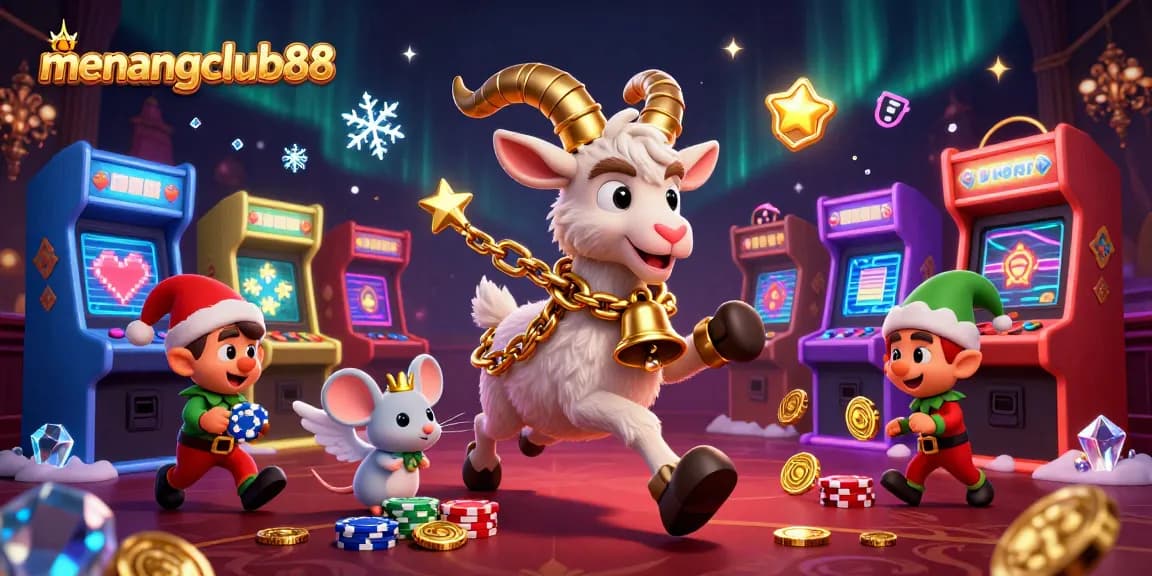 Engage with the festive essence of menangclub88 as Krampus oversees a chaotic casino scene.