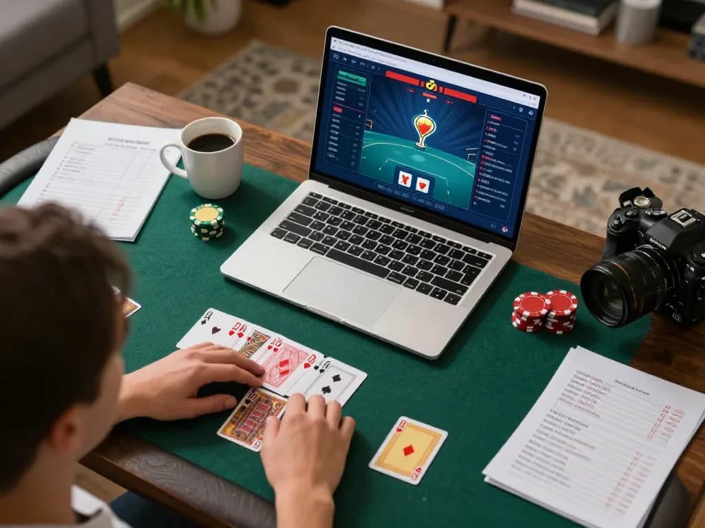 Engaging in poker gameplay with 68win at home, revealing strategy and excitement in a cozy setup.