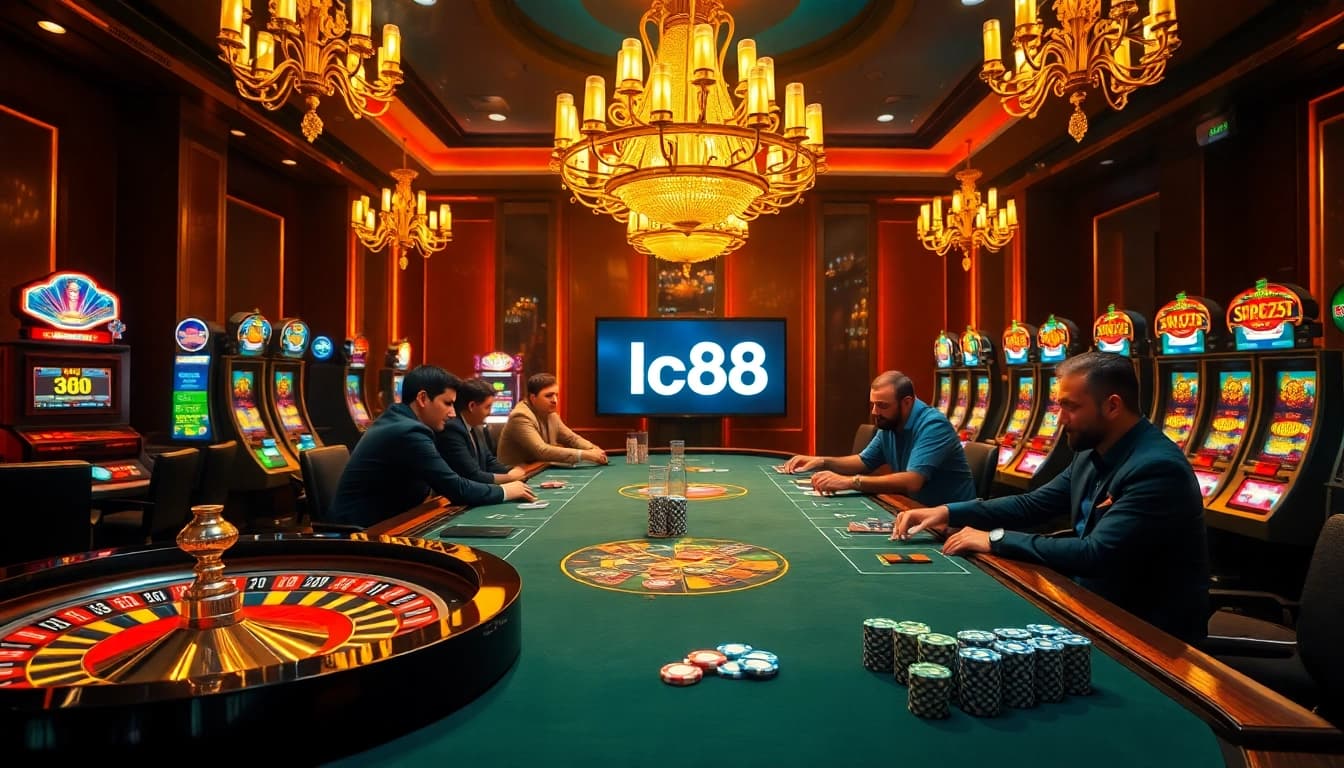 Experience the excitement of lc88 with players engaged at a vibrant casino table.