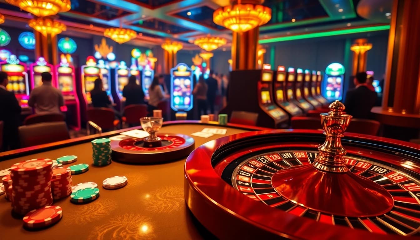 Experience thrilling wins at https://www.eejl88888.com/ with vibrant casino visuals showcasing poker chips and roulette.