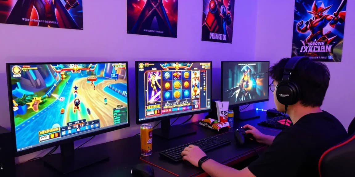 Player enjoying Pajaktoto gaming experience with vibrant visuals and modern setup
