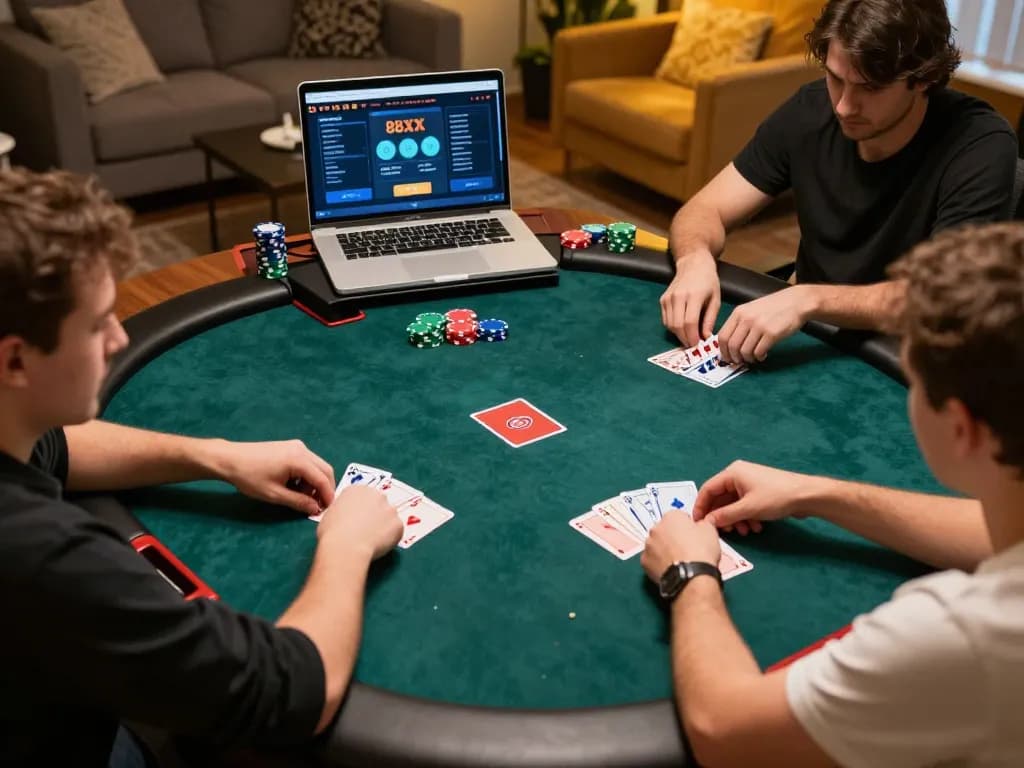 Players engaging in an online poker game on 88xx, highlighting strategic gameplay and interactive elements.