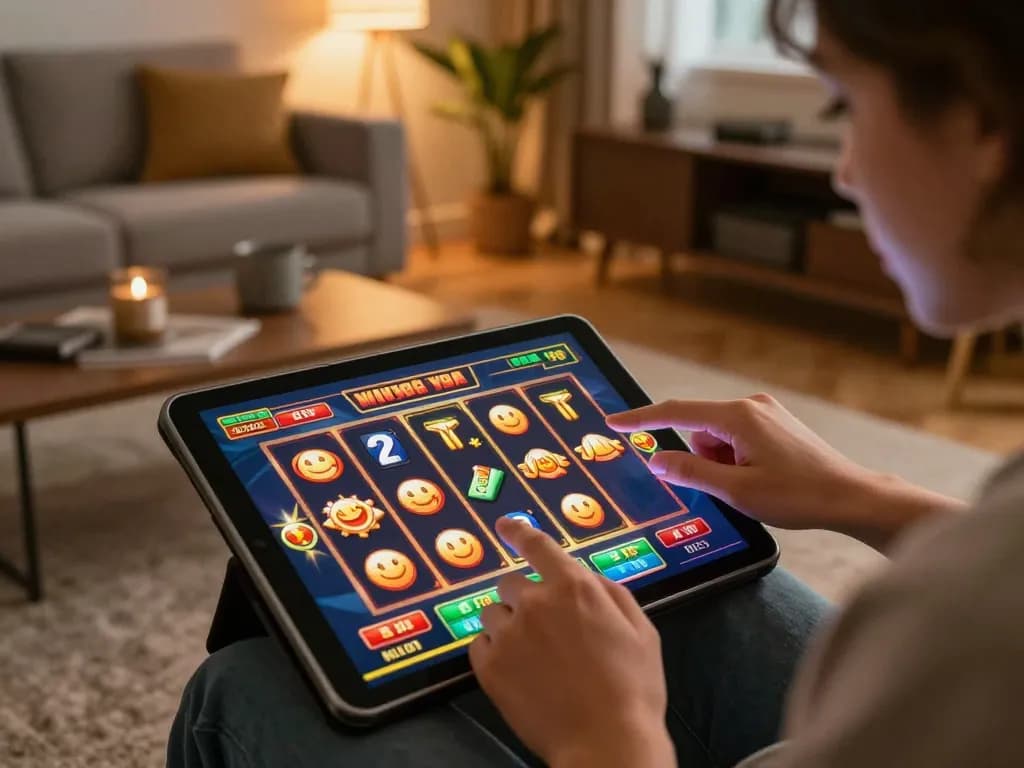 Exciting slot gameplay on mobile device showcasing NENG4D interfaces in cozy living room