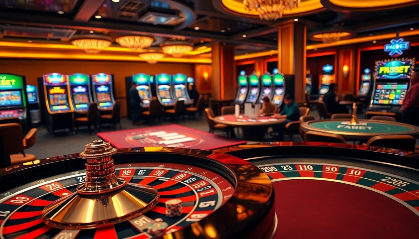 Join the thrilling F8BET experience at a vibrant casino with roulette and poker action.