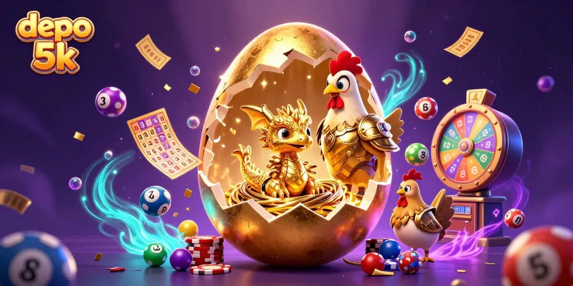 Experience the thrill of depo 5k with our vibrant casino illustration revealing golden treasures.