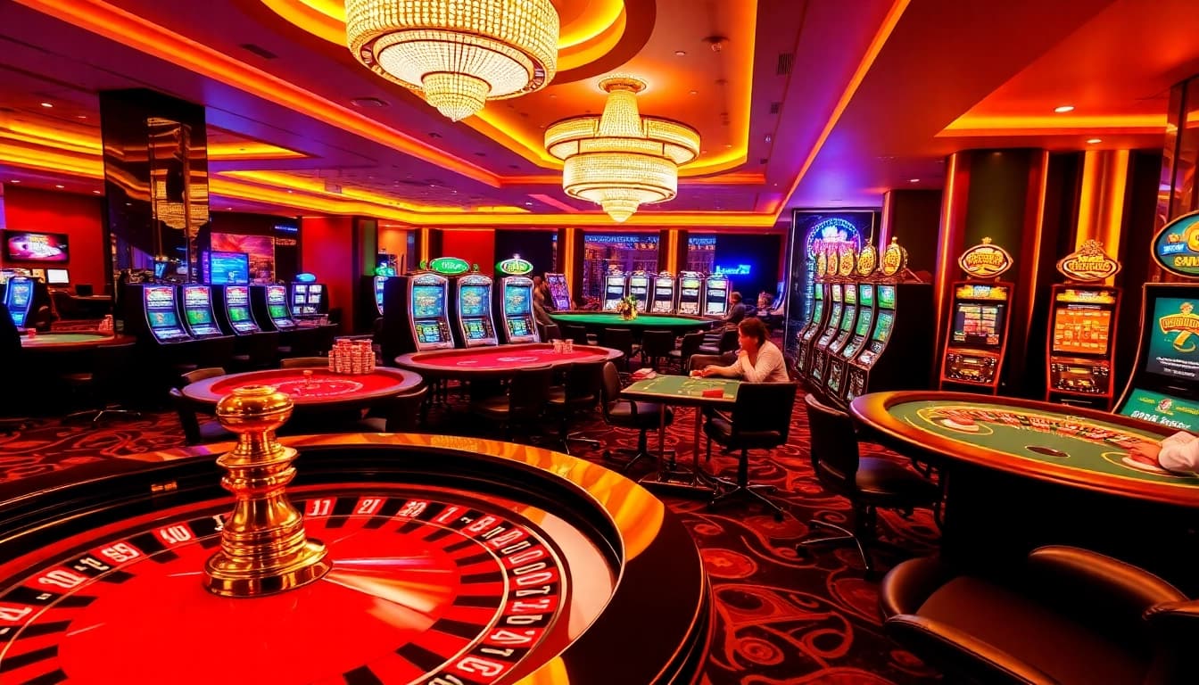 A dynamic casino scene featuring roulette and poker gameplay, capturing the essence of trang chủ 789club.