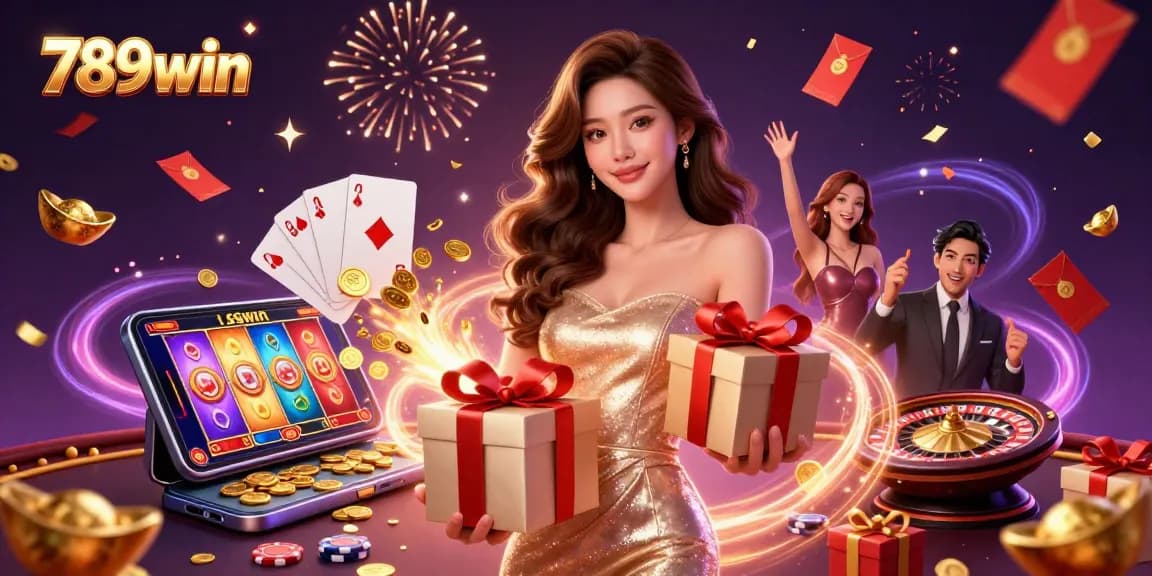 Experience excitement at 789win with a stunning Asian-themed casino illustration featuring festive elements.