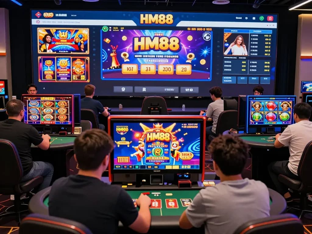 Engaging HM88 online gaming scene with players enjoying diverse casino games.