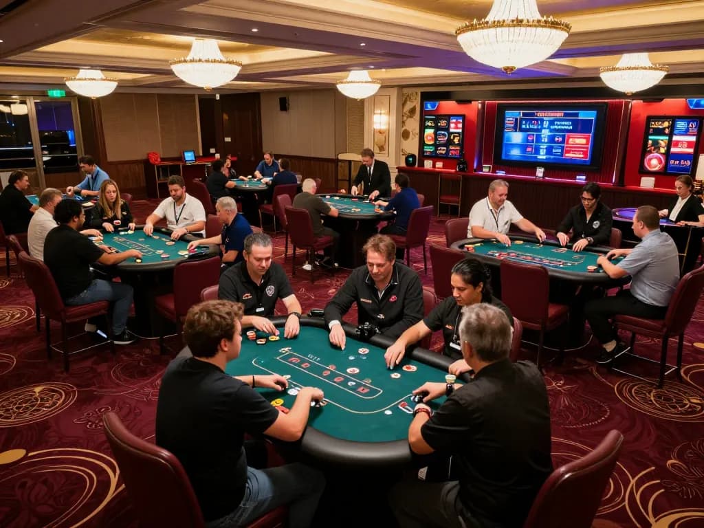 Players enjoying intense poker action at RR88 casino, showcasing thrilling game moments.