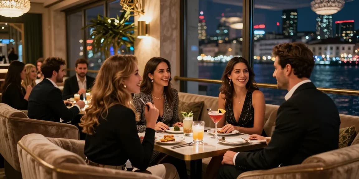 Sefaköy Escort enjoying a sophisticated evening at an upscale lounge.