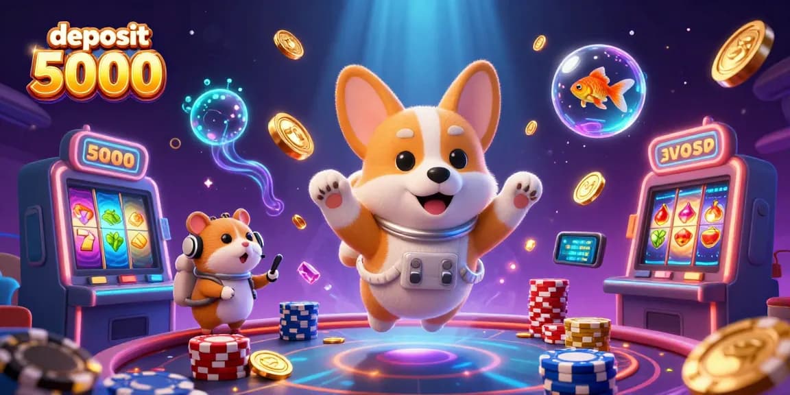 Experience the thrill of deposit 5000 slots with vibrant visuals of cartoon characters in a cosmic casino.
