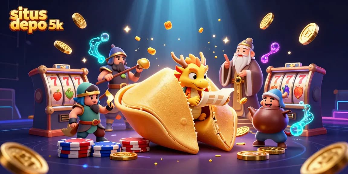 Experience thrilling wins at situs depo 5k with captivating 3D illustrations of slot gameplay and fortune elements.