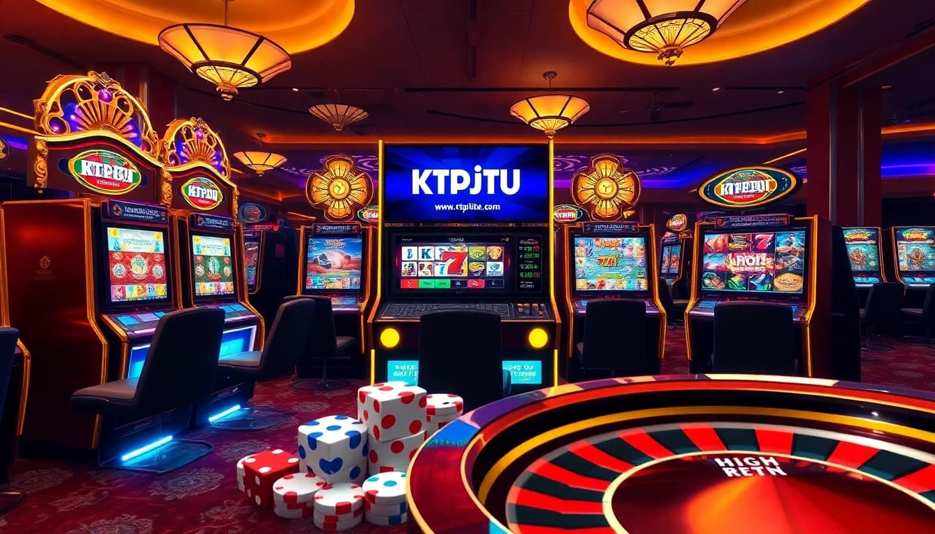 Ktpjitu offers an exciting online gambling experience featuring vibrant slot machines and casino game elements.