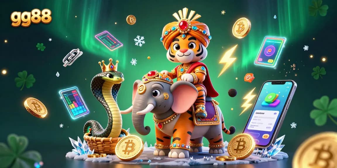 Engage with gg88's thrilling adventures featuring a majestic maharaja tiger and dazzling gaming elements.