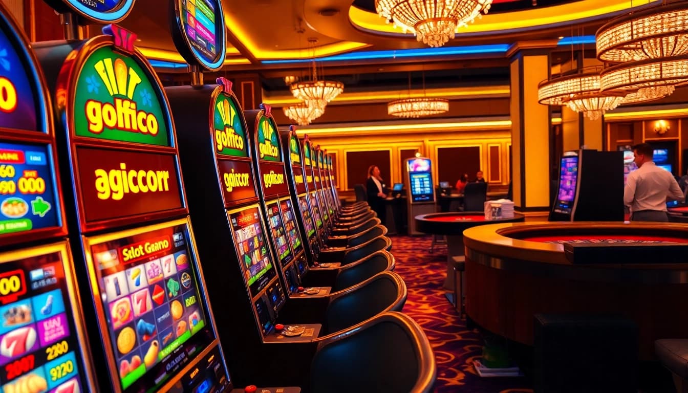 Experience the thrill of slot gacor with vibrant machines in a lively casino atmosphere.