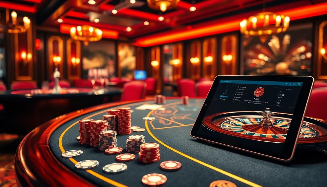 Gambling excitement with a casino table and online interface linked to https://sri.gb.net/ for thrill-seekers.