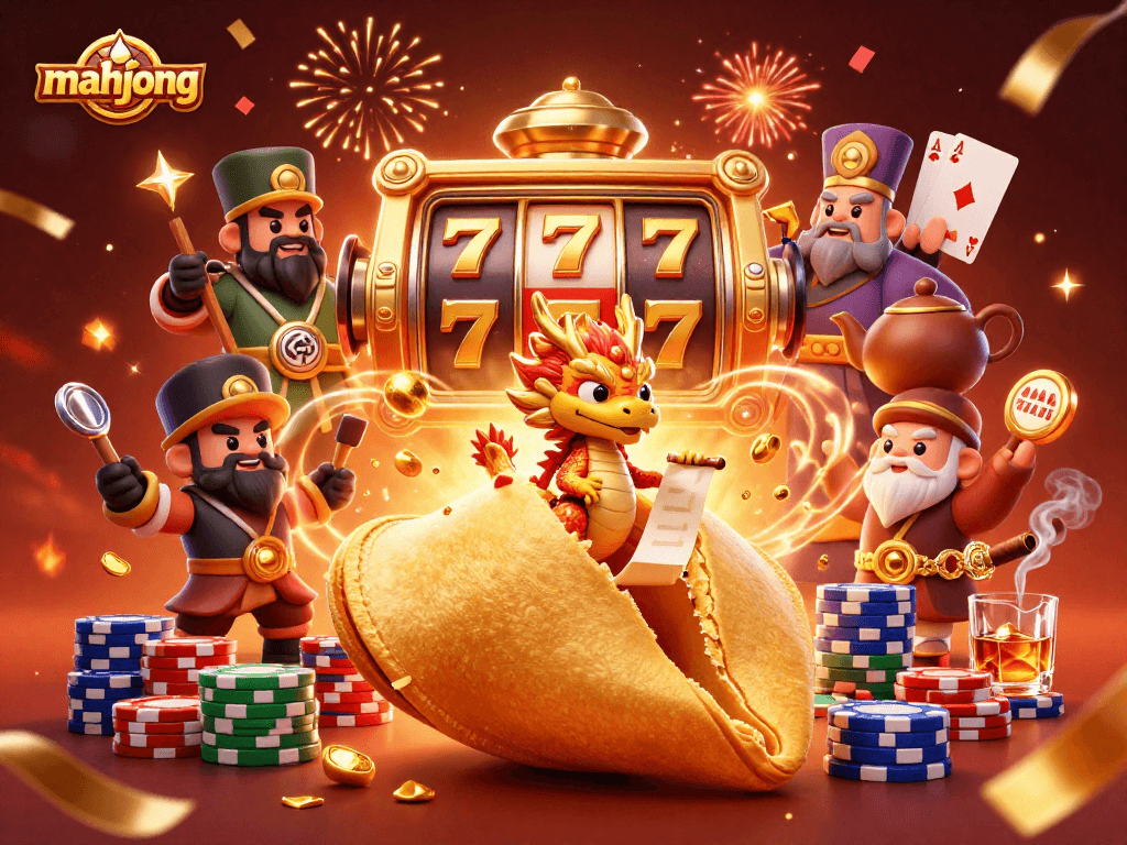 Play mahjong with the dynamic fortune cookie dragon and lucky casino elements.