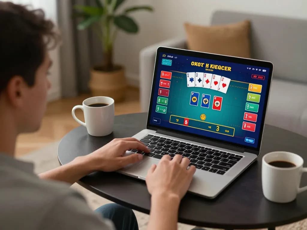 Player enjoying online gaming experience with 99Win, engaged in live dealer game at home.