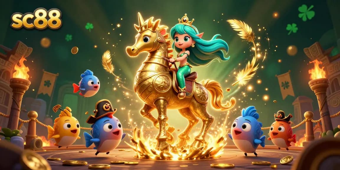 Win big with sc88's vibrant casino experience featuring a magical scene of a mermaid princess and a golden seahorse.