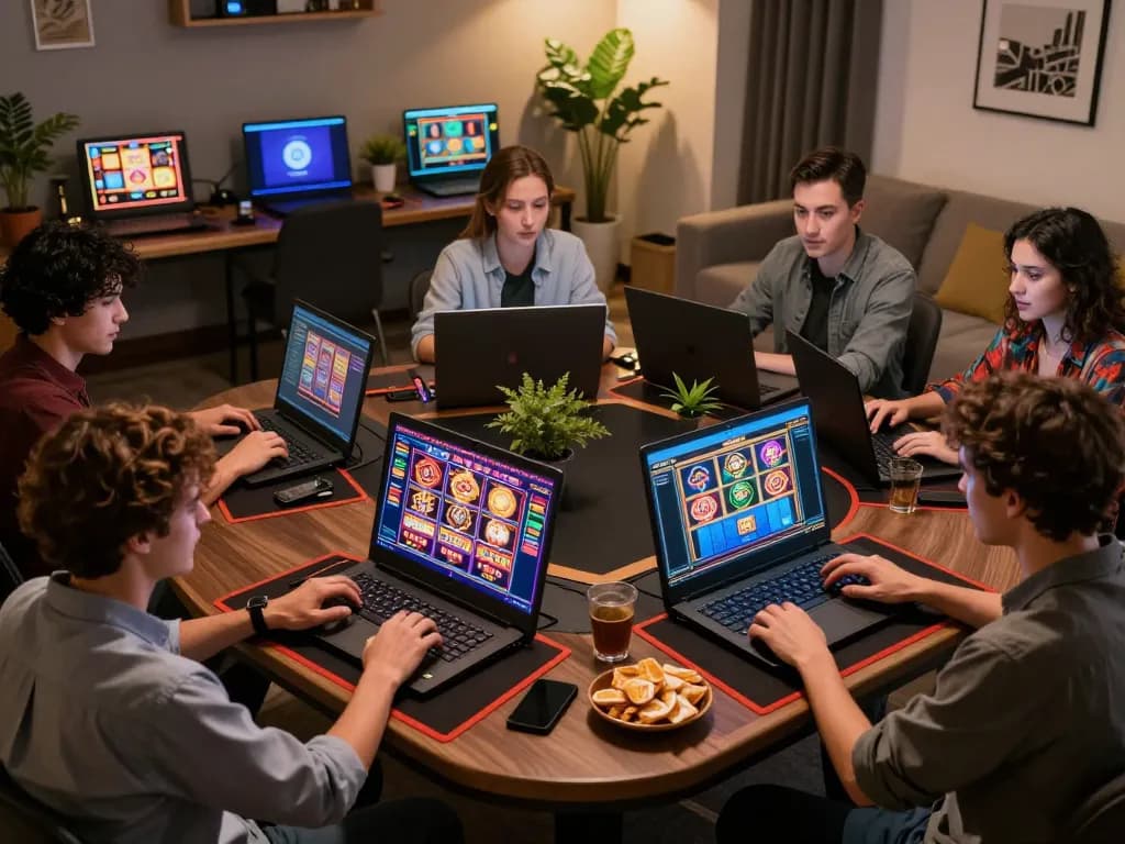 Players enjoying a dynamic online casino experience enjoying ligasedayu slots and games from home.