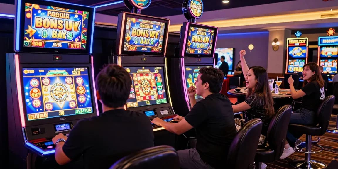 Engaging players enjoying cocomaya-inspired Bonus Buy slots in a vibrant online casino atmosphere.
