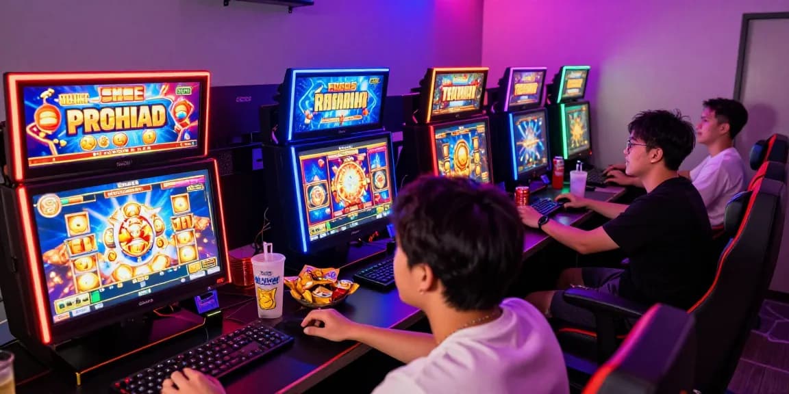 Pengalaman bermain slot gacor di ruang permainan dengan grafis menarik dan lampu LED berwarna