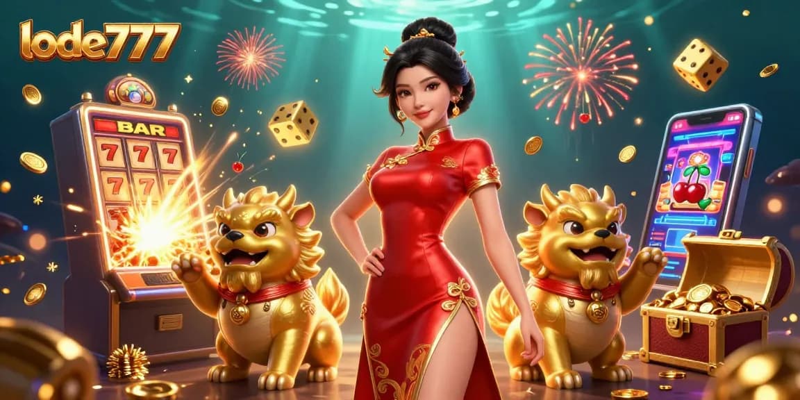 Experience thrilling gameplay with lode777 at this vibrant casino scene featuring a glamorous woman and fun elements.