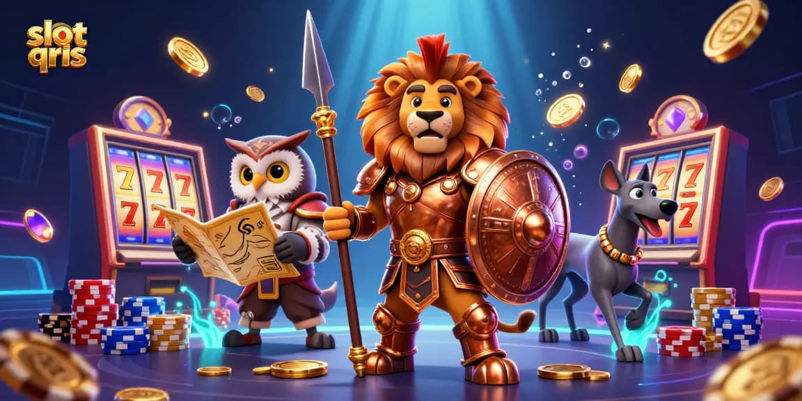 Spin the slot qris reels surrounded by winning characters and dynamic casino elements for exciting gameplay.