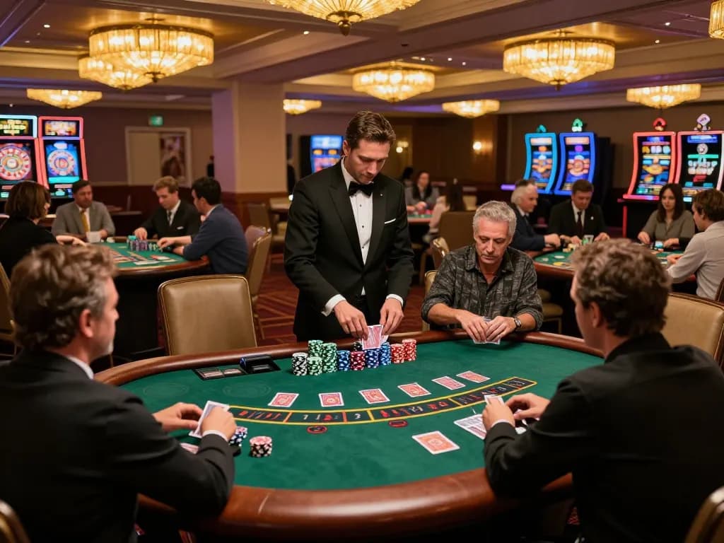 Players enjoy a thrilling game of Blackjack at Lc88's stylish casino.