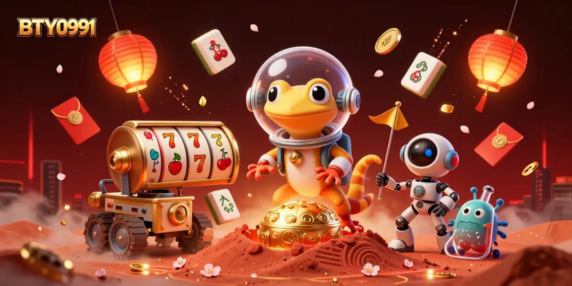 Engage in thrilling gameplay with BTY0991's vibrant 3D casino universe featuring exciting slot reels.