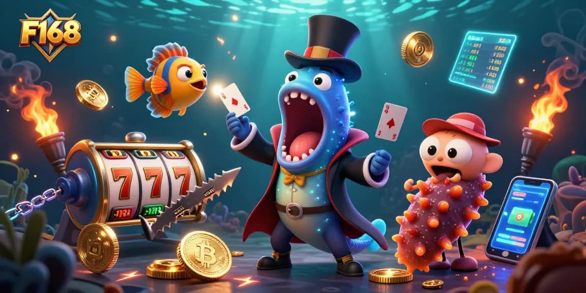 Experience thrilling casino magic with F168 as deep-sea creatures bring luck and excitement.