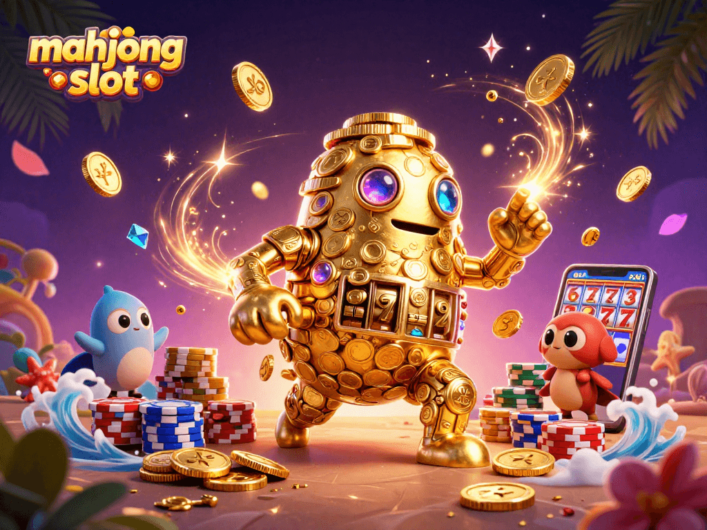 Engage with the mahjong slot world featuring dynamic 3D characters, dazzling casino elements, and vibrant graphics.