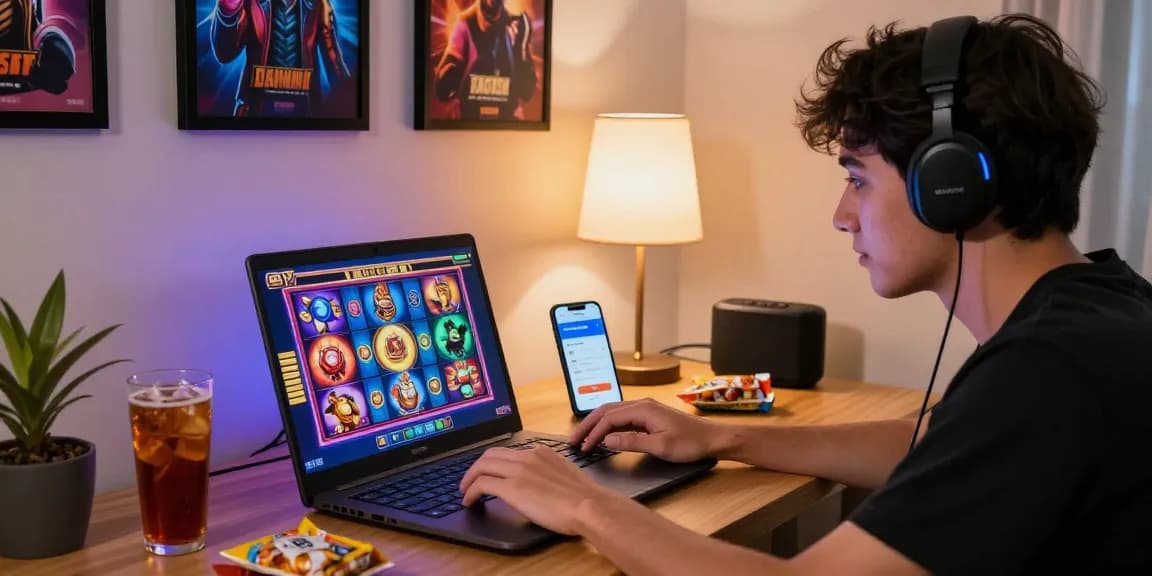 Exciting gaming moment with deposit pulsa tanpa potongan experience in cozy home setup.