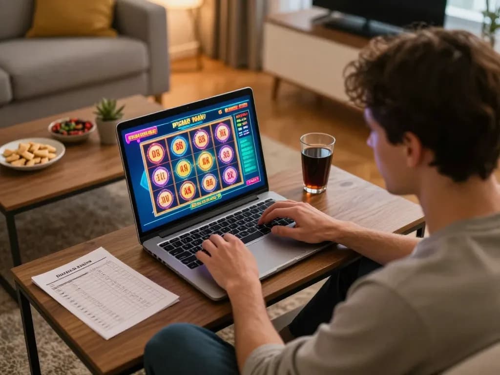 Player engaging in exciting online slots gaming action on TR88, showcasing dynamic interface and cozy atmosphere
