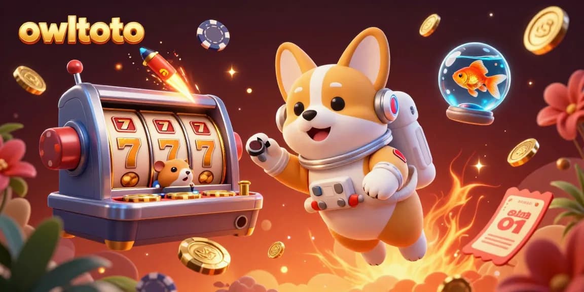 Experience thrilling gaming at owltoto, where an astronaut corgi and friends enjoy a unique casino adventure.