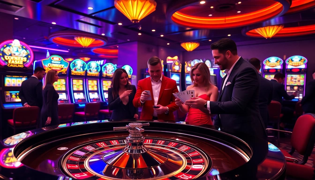Experience the thrill of winning at LC88's luxurious casino tables with vibrant lights and exciting gameplay.