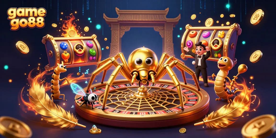 Experience game go88 excitement with a thrilling casino scene featuring a spider dealer and high-stakes bets.