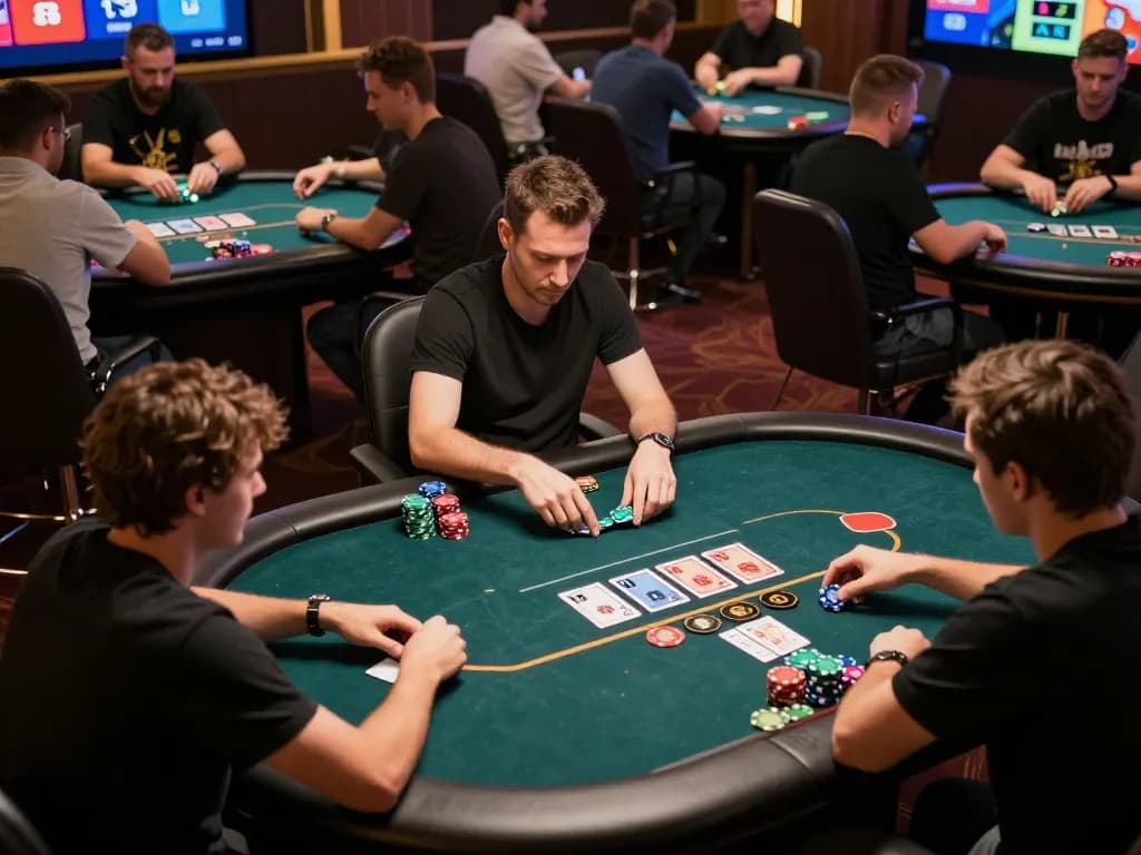 Engaging players participating in an ATQ online poker game, showcasing competitive gameplay and vibrant digital interfaces.