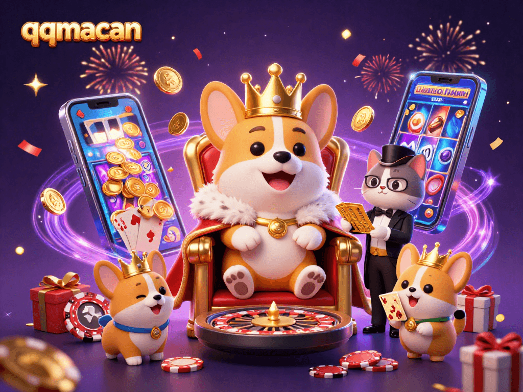 qqmacan enriches gambling fun with a royal corgi and cat butler in casino-themed celebration