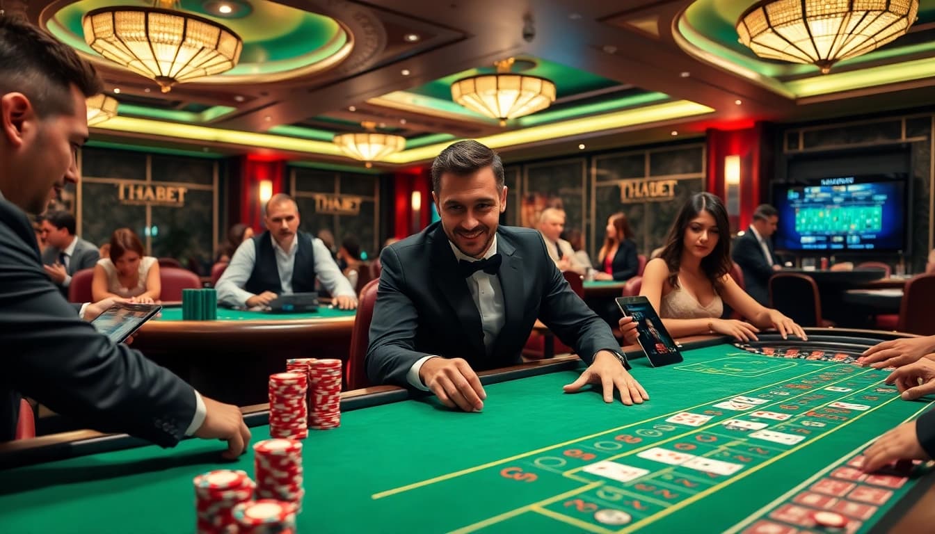 Bet confidently at https://thabet.vegas/ with engaging casino tables and excited players.