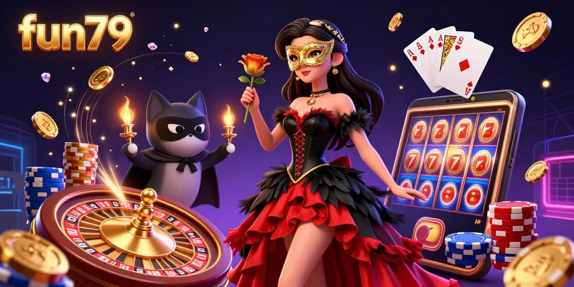 Experience exciting gameplay at fun79 with dynamic visuals of cascading coins and vibrant casino elements.