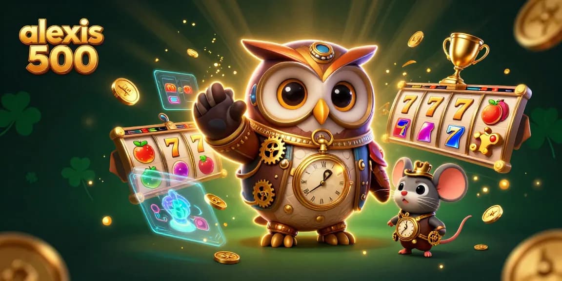 Engage with the thrilling world of alexis 500 through vibrant 3D casino illustrations embodying the excitement of slot games.