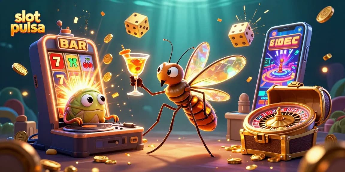 Menghadapi keberuntungan dengan slot pulsa yang menguntungkan dalam gambar kasino interaktif.