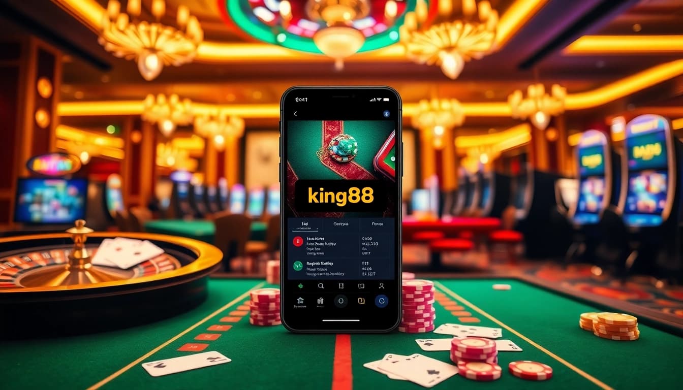 Engaging online gambling experience on king88 platform featuring a roulette wheel and poker chips.