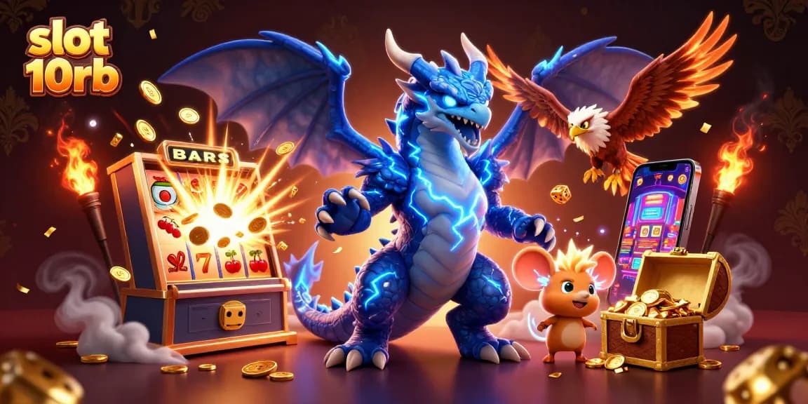Experience excitement with slot 10rb in a vibrant casino scene bursting with treasures and jackpots.